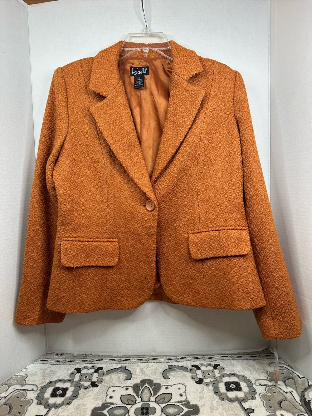 Rafaella Pumpkin Orange Textured Single-Button Blazer, size 10 NWT